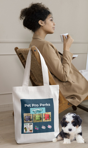 perks image (1) lady sitting on chair with pet pro perks bag