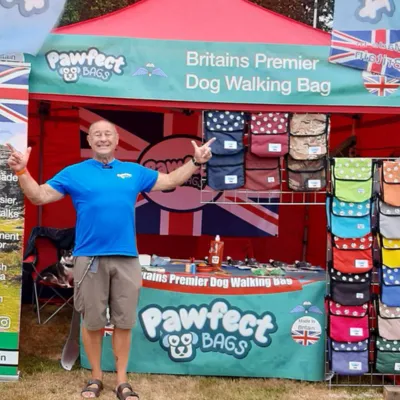nick with his pawfect bags stall
