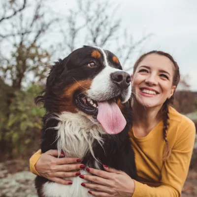 lady with a large dog